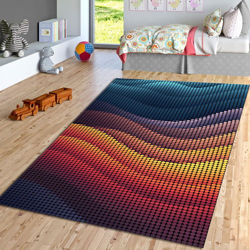 Colorful Pixel Art Mosaic Rug Gaming Room Office Decor Non-Slip