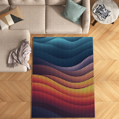 Colorful Pixel Art Mosaic Rug Gaming Room Office Decor Non-Slip