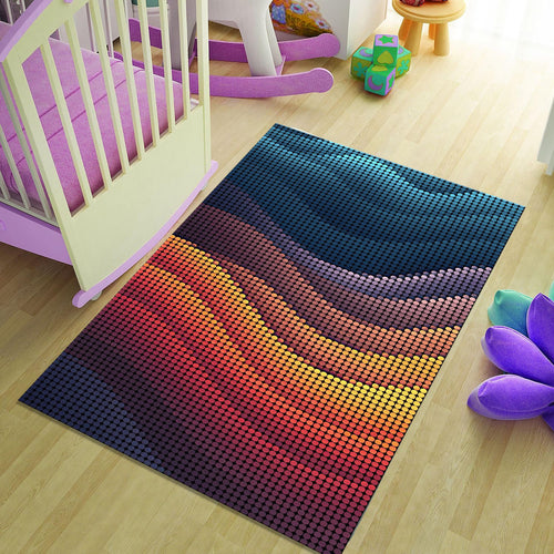 Colorful Pixel Art Mosaic Rug Gaming Room Office Decor Non-Slip