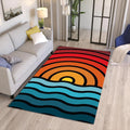 Retro Sunset Ocean Wave Rug Living Room Bedroom Decor Non-Slip