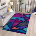 Neon Geometric Pop Art Rug Gaming Room Teen Bedroom Decor