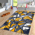 Grunge Geometric Yellow Rug Teen Boy Bedroom Gaming Room Decor