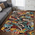 Cinema Doodle Pattern Rug Home Theater Media Room Decor Non-Slip