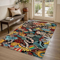 Cinema Doodle Pattern Rug Home Theater Media Room Decor Non-Slip