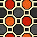 Retro Octagon Tile Pattern Rug Orange Grey Geometric Kitchen Mat