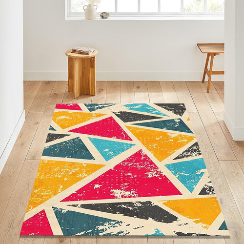 Grunge Geometric Triangle Rug Teen Bedroom Living Room Decor