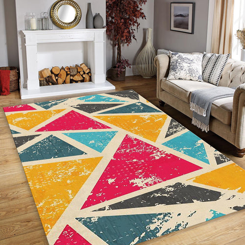 Grunge Geometric Triangle Rug Teen Bedroom Living Room Decor