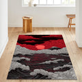 Red Sun Ukiyo-e Wave Rug Man Cave Living Room Decor Non-Slip