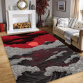 Red Sun Ukiyo-e Wave Rug Man Cave Living Room Decor Non-Slip