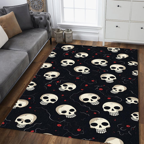Cute Cartoon Skull Pattern Rug Teen Bedroom Gaming Room Decor