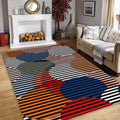 Op Art Striped Circles Rug Modern Living Room Decor Non-Slip