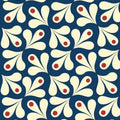 Mid-Century Floral Leaf Pattern Rug