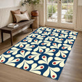 Mid-Century Floral Leaf Pattern Rug