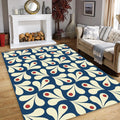 Mid-Century Floral Leaf Pattern Rug