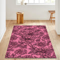 Hot Pink Floral Line Art Rug Bedroom Teen Room Decor Non-Slip