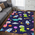 Cute Space Dinosaur Pattern Rug Kids Nursery Playroom Decor
