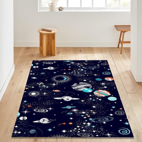Celestial Galaxy Planets Rug Teen Bedroom Gaming Room Decor