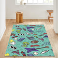 90s Cartoon Network Doodle Rug Teen Bedroom Gaming Room Decor
