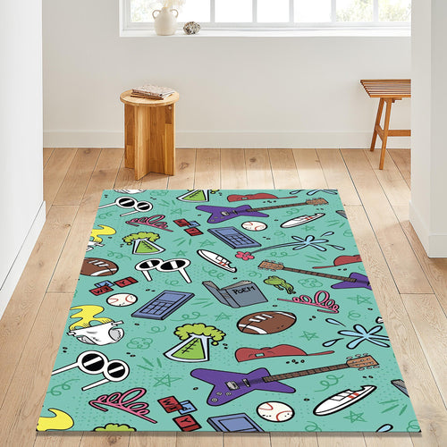 90s Cartoon Network Doodle Rug Teen Bedroom Gaming Room Decor