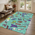 90s Cartoon Network Doodle Rug Teen Bedroom Gaming Room Decor