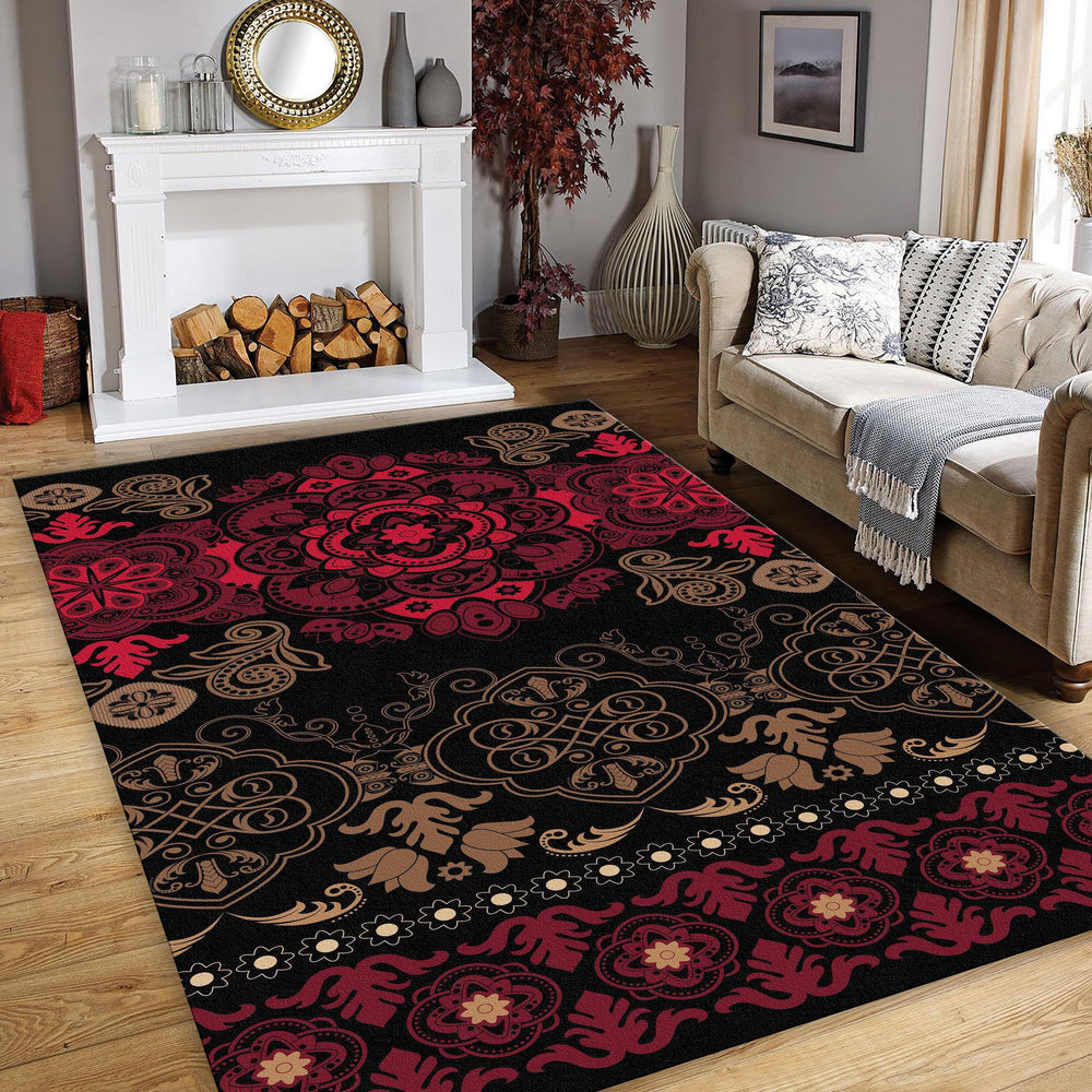 Ornate Mandala Medallion Rug Luxury Living Room Decor Non-Slip