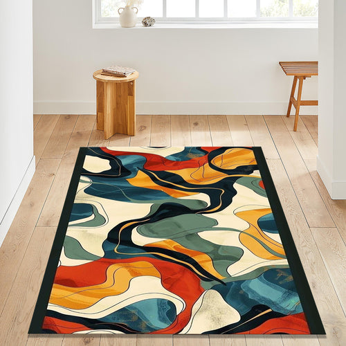 Fluid Abstract Organic Rug Modern Living Room Decor Non-Slip