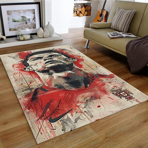 Vintage Style Soccer Rug, Ronaldo 7 Profile