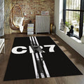 Cristiano Ronaldo Rug, White and Black Poster Art