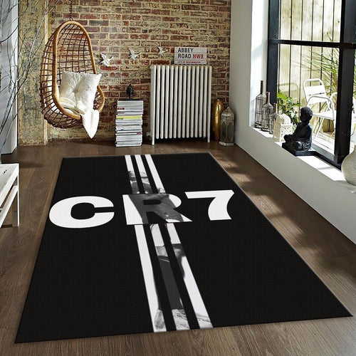 Cristiano Ronaldo Rug, White and Black Poster Art