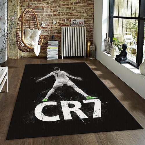 Cristiano Ronaldo Rug, CR7 Art Football Legend Carpet, Non-Slip