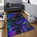Neon Gamer Rug, Graffiti Controller Art