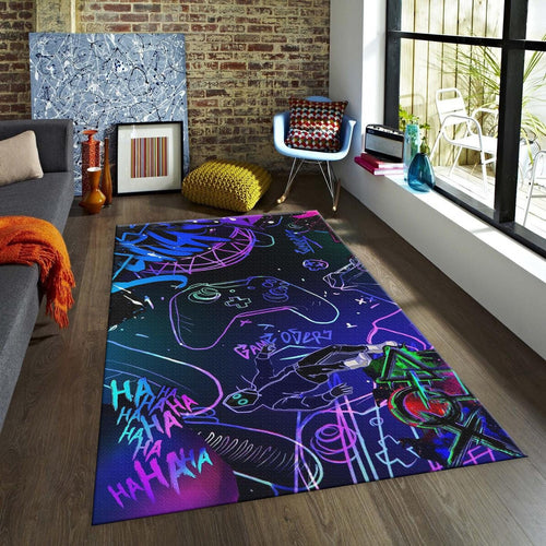 Neon Gamer Rug, Graffiti Controller Art