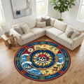 Pirate Treasure Map Kids Rug Nautical Skull Compass Play Mat