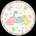 Cute Dinosaur Kids Rug Pastel Dino Nursery Rug, Round Playroom