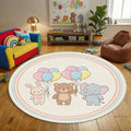 Cute Animal Balloon Rug Pastel Nursery Rug for Baby Room, Toddler