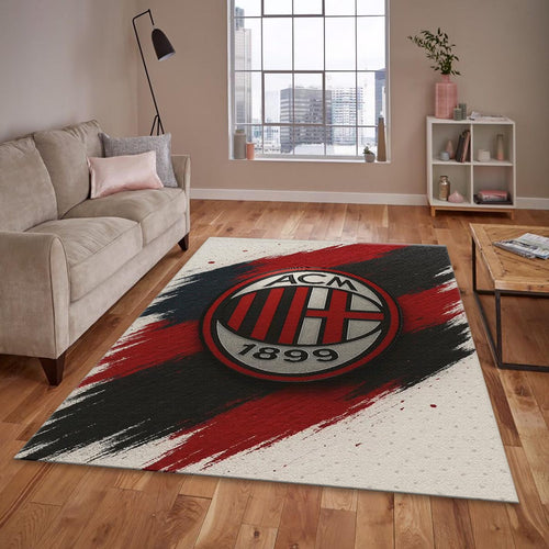 AC Milan Rug, Red Black Brush Strokes