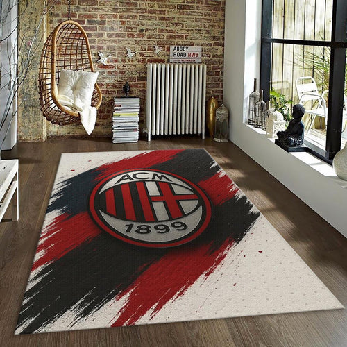 AC Milan Rug, Red Black Brush Strokes