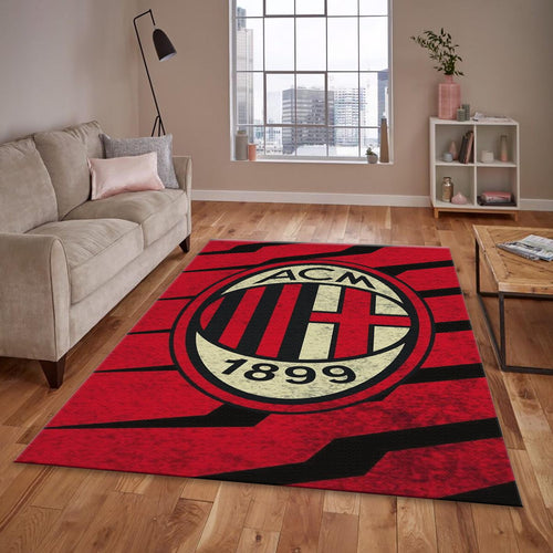 AC Milan Rug, Red Black Zigzag Pattern