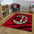 AC Milan Rug, Red Black Zigzag Pattern