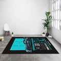 Mercedes AMG GT2 Rug, Cyan Neon Poster Art
