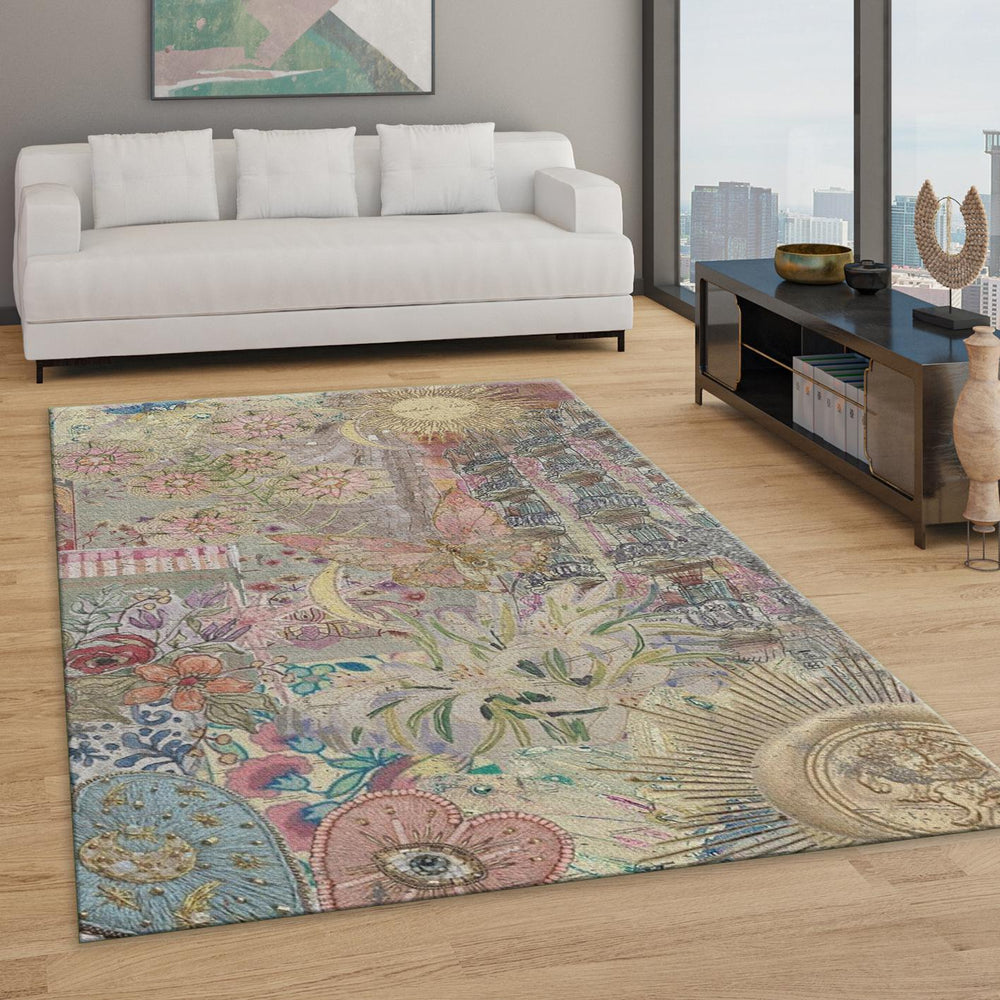 Sun and Moon Rug, Radiate Love Quote Art