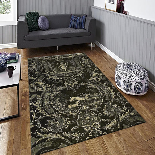 Black and Cream Mat, Victorian Damask Style