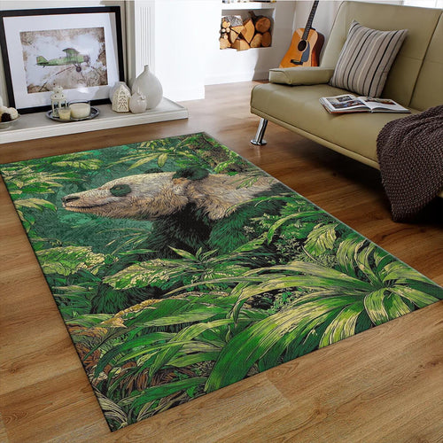 Panda Bear Rug, Lush Jungle Forest Art