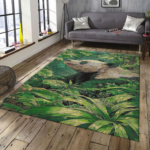 Panda Bear Rug, Lush Jungle Forest Art