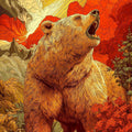 Vibrant Grizzly Mat, Surreal Landscape Design