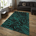 Abstract Geometric Rug, Teal and Black Decor