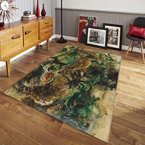 Expressionist Art Rug, Vintage Oil Painting Style