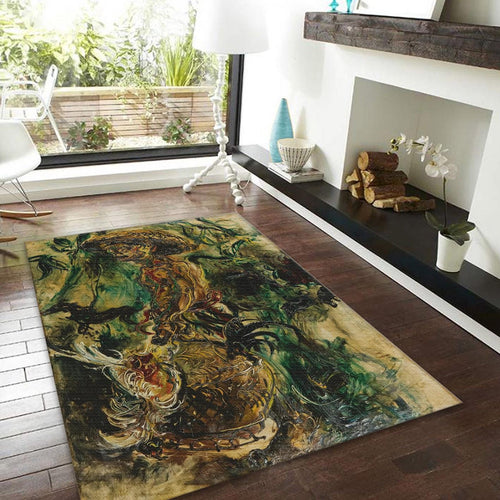 Expressionist Art Rug, Vintage Oil Painting Style