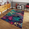 Fluid Art Rug, Emerald Green and Purple