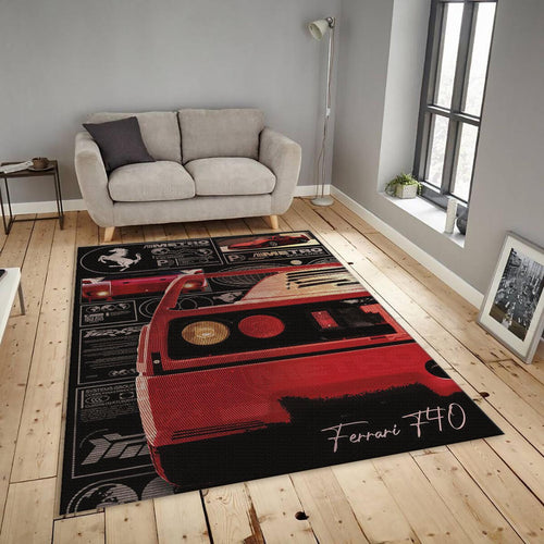 Ferrari F40 Rug, Retro Supercar Decor